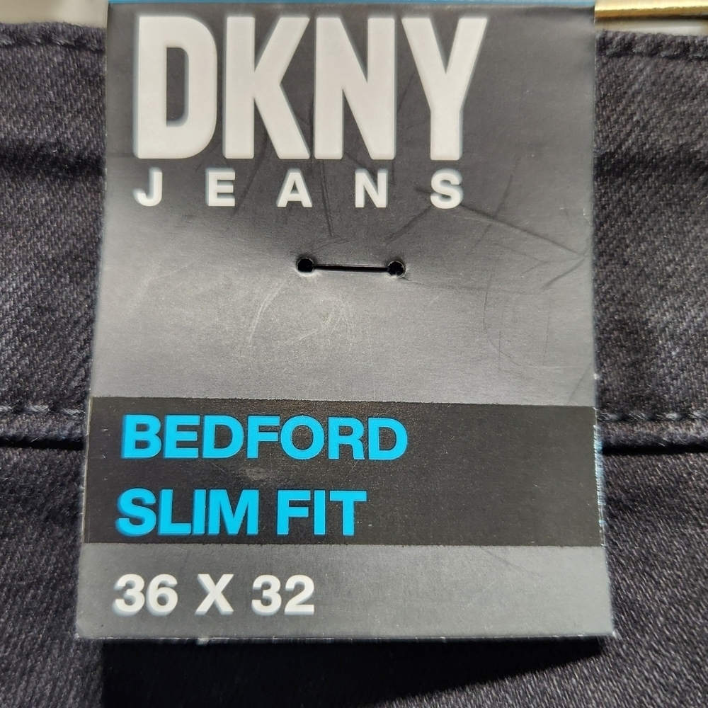 NEW DKNY Bedford Men's Slim Fit Straight Leg Black Rinse Denim Jeans (36x32) - Picture 10 of 16
